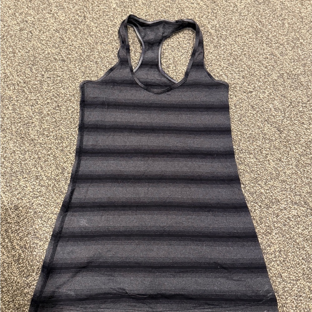 lululemon athletica Black and Gray Striped Tank Top